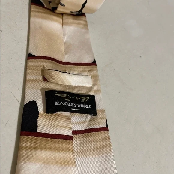 Eagles Wings Easter Jesus Religious Tan Silk Neck Tie - Picture 5 of 6